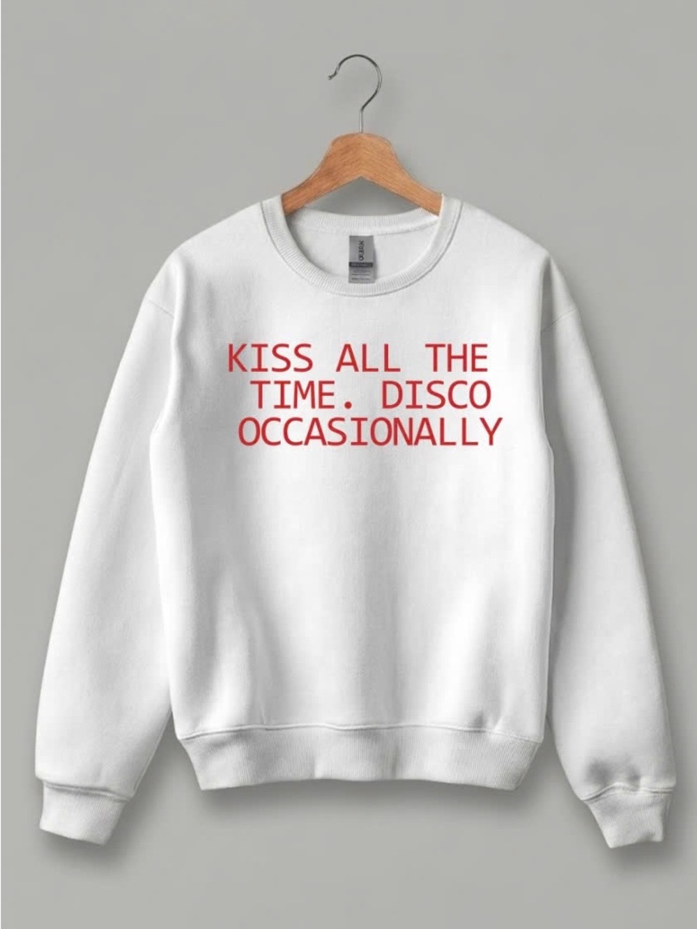 Gildan White Crewneck Sweatshirt with Red Text